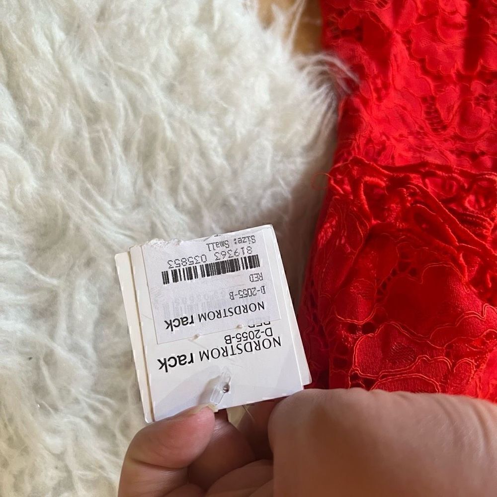 Chic Red Lace Ruffle Mini Dress - Picture 7 of 13